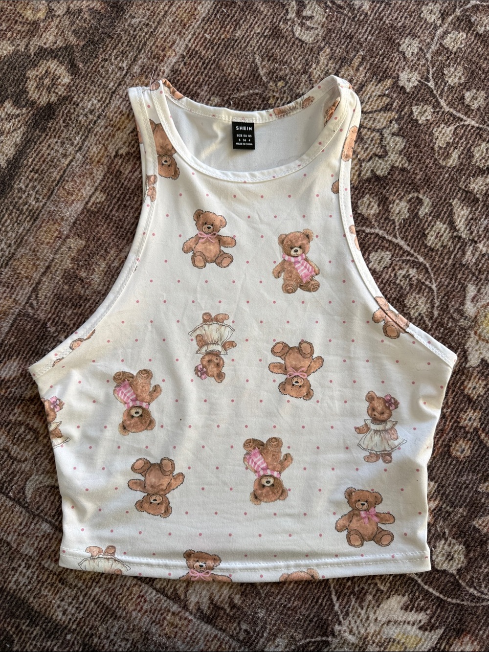 Teddy Print Crop Tank Top
